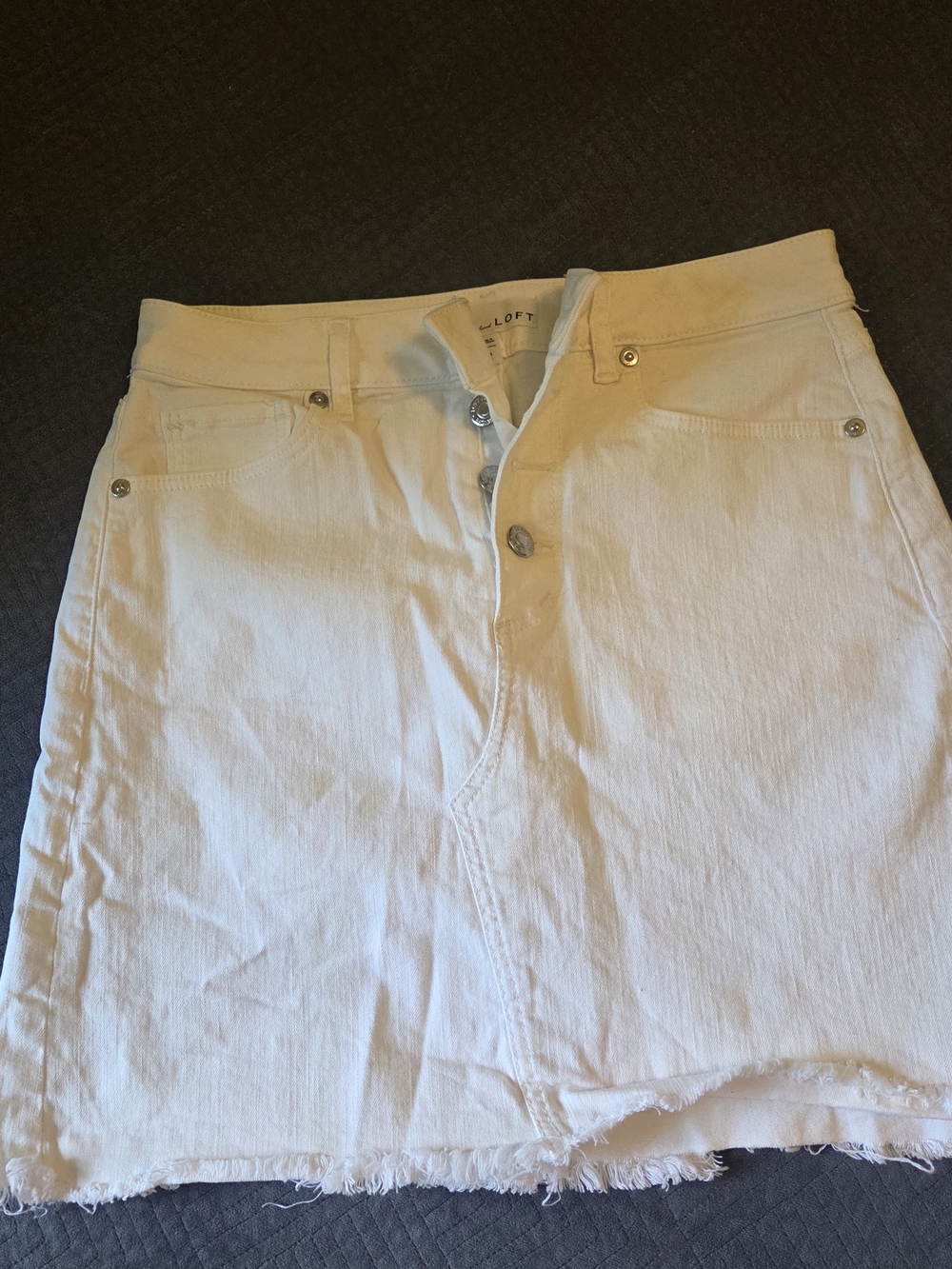 LOFT Summer Blue Jean Skirts & White And Blue Striped Half-Zip Sweater - Picture 5 of 9